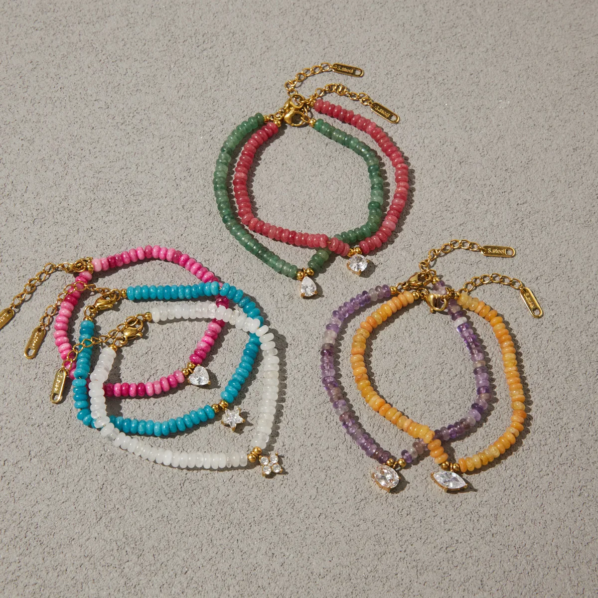 Colorful Natural Stone Handmade Bracelet Stainless Steel Luxury Star Heart Round Zircon CZ Pendant Wrist Jewelry Charm Gifts
Colorful Natural Stone Handmade Bracelet Stainless Steel Luxury Star Heart Round Zircon CZ Pendant Wrist Jewelry Charm Gifts
