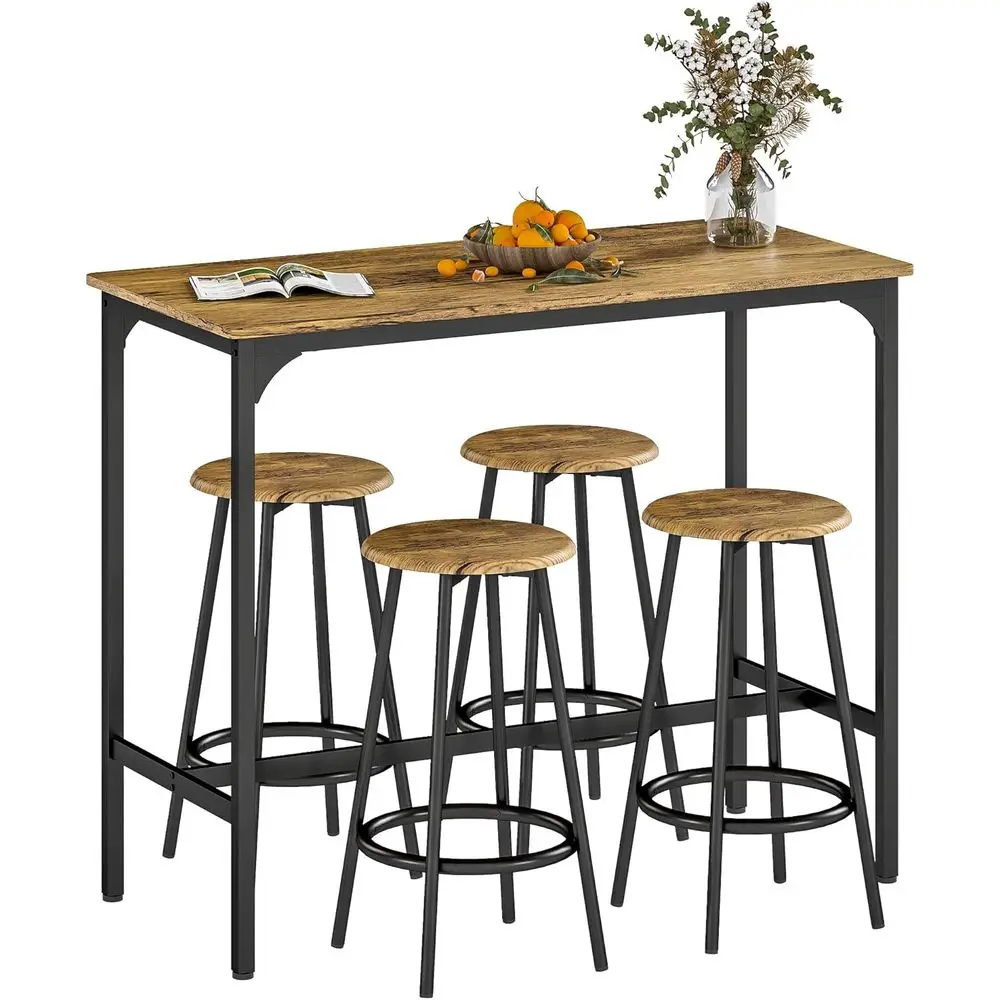 Rustic 43.25 Counter Height Dining Set with 4 Wooden Bar Stools, Brown
Rustic 43.25 Counter Height Dining Set with 4 Wooden Bar Stools, Brown