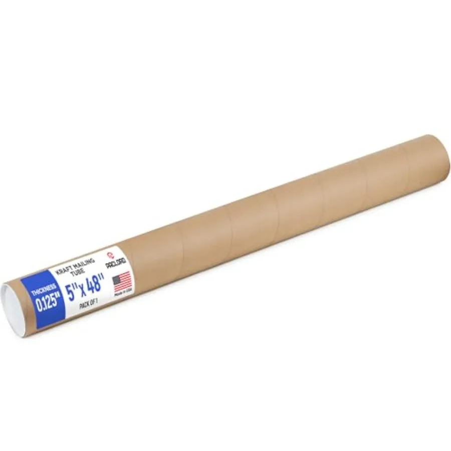 5" x 48" Reinforced Kraft Paper Mailing Tube, Tube with Caps Secure USPS Approved Cardboard Poster Mailer for Shipping and Stor
5" x 48" Reinforced Kraft Paper Mailing Tube, Tube with Caps Secure USPS Approved Cardboard Poster Mailer for Shipping and Stor