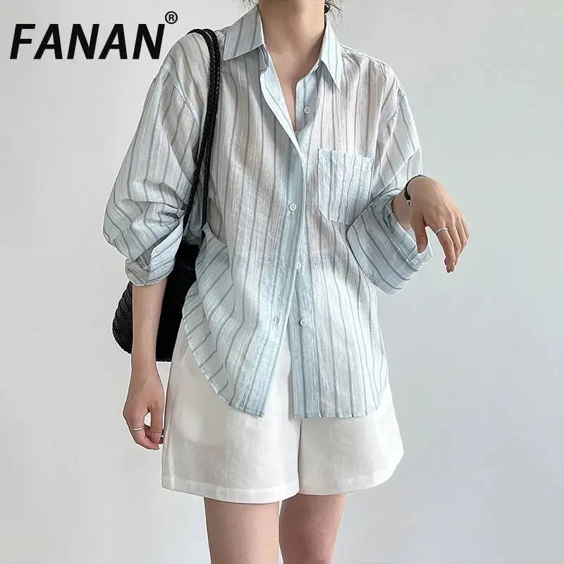 FANAN Minimalism Sunscreen Shirts For Women Lapel Single Breasted Long Sleeve Office Lady Female Tops Fashion Summer New
FANAN Minimalism Sunscreen Shirts For Women Lapel Single Breasted Long Sleeve Office Lady Female Tops Fashion Summer New