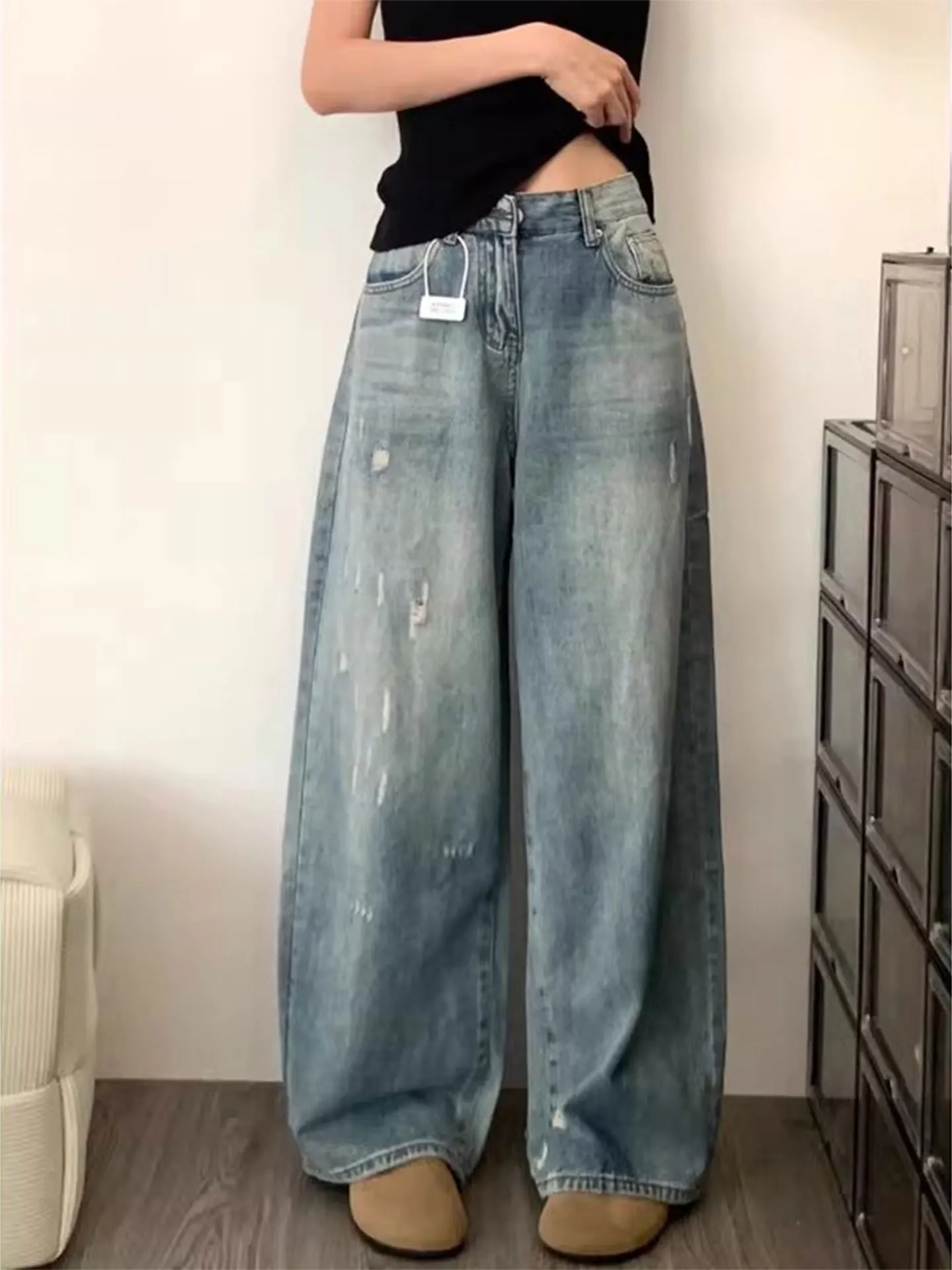Retro Blue Jeans Women's Loose Wide Leg Pants Spring 2026 plus Size Design Sense Casual High Waist Straight Leg Trousers
Retro Blue Jeans Women's Loose Wide Leg Pants Spring 2026 plus Size Design Sense Casual High Waist Straight Leg Trousers