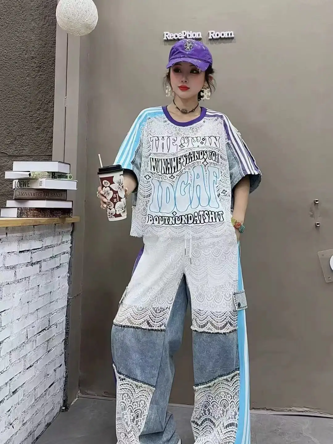 Fashionable Denim Print Short Sleeve Set for Women Summer 2026 Loose Long Pants Color Block Trendy Outfit Student Uniform
Fashionable Denim Print Short Sleeve Set for Women Summer 2026 Loose Long Pants Color Block Trendy Outfit Student Uniform