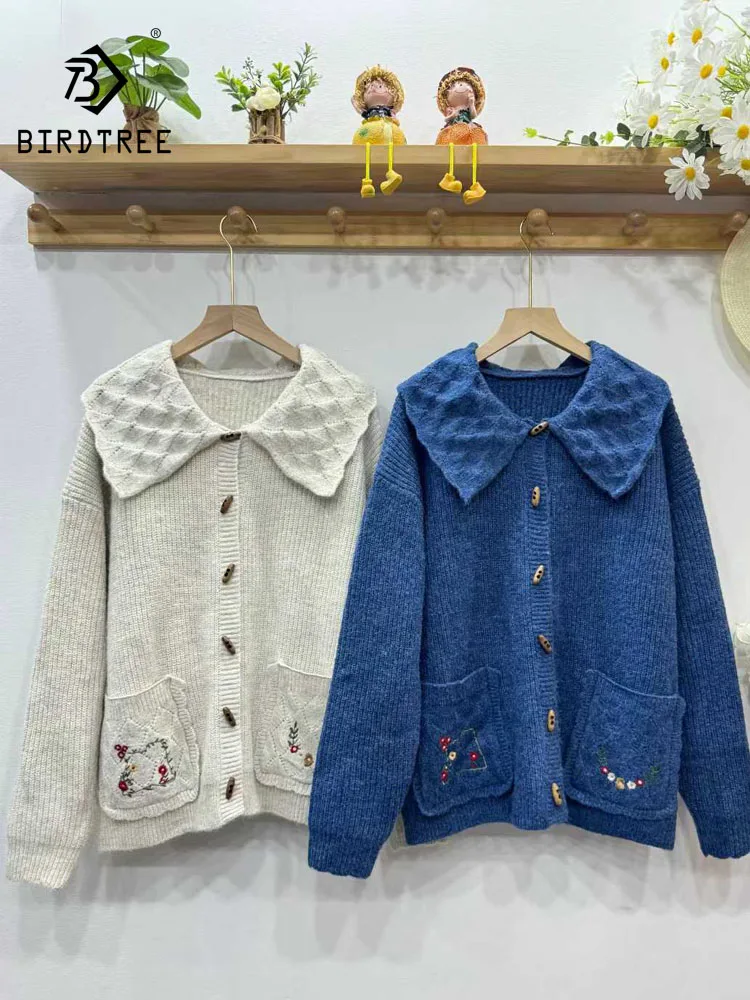 New 2025 Winter Cotton Blending Sweater, Women Turn-down Collar Embroidery, Mori Girl Preppy Style Loose Knit Cardigan C5D323CC
New 2025 Winter Cotton Blending Sweater, Women Turn-down Collar Embroidery, Mori Girl Preppy Style Loose Knit Cardigan C5D323CC