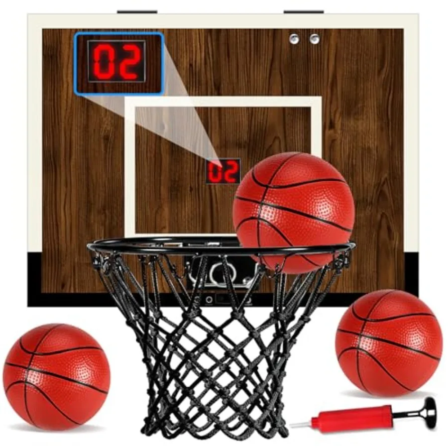 Indoor Mini Basketball Hoop Set Over The Door with Wood Backboard and Iron Rim Includes 2 Balls and Air Pump Anti-Shock Padding
Indoor Mini Basketball Hoop Set Over The Door with Wood Backboard and Iron Rim Includes 2 Balls and Air Pump Anti-Shock Padding