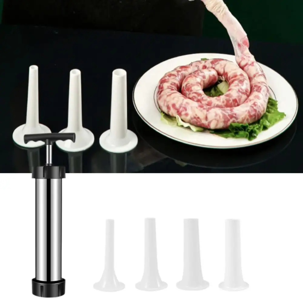 Manaul Sausage Maker Widened Tube Stainless Steel Sausage Filler with 4 Size Filling Nozzle Large Capacity Sausage Stuffer Home
Manaul Sausage Maker Widened Tube Stainless Steel Sausage Filler with 4 Size Filling Nozzle Large Capacity Sausage Stuffer Home
