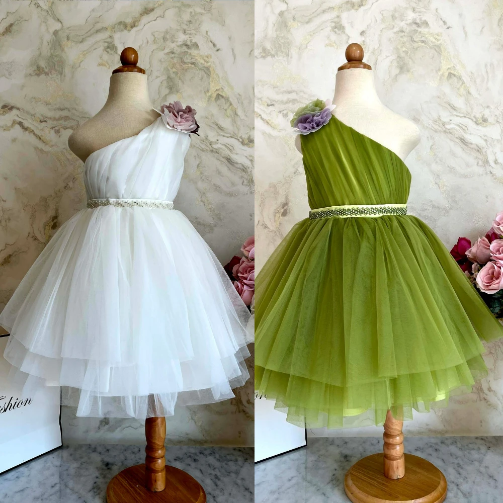 Elegant Flower Girl Dress Beautiful White or Green One Shoulder Tulle Flowers Printing Kids Birthday Party First Communion Dress
Elegant Flower Girl Dress Beautiful White or Green One Shoulder Tulle Flowers Printing Kids Birthday Party First Communion Dress