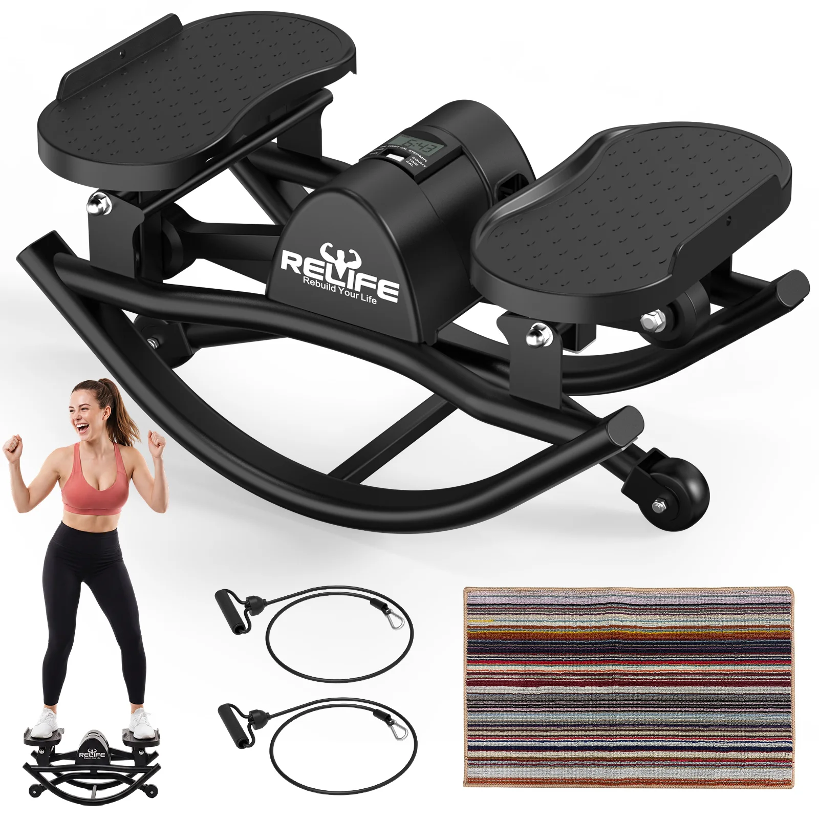 Relife 3D Lateral Rocking Stepper with Resistance Bands, Low-Impact Full-Body Workout Machine, 330LB Capacity Joint-Friendly Home Fitness Equipment with LCD Monitor, Compact Quiet Stepper for Hips, Legs & Core Training
Relife 3D Lateral Rocking Stepper with Resistance Bands, Low-Impact Full-Body Workout Machine, 330LB Capacity Joint-Friendly Home Fitness Equipment with LCD Monitor, Compact Quiet Stepper for Hips, Legs & Core Training
