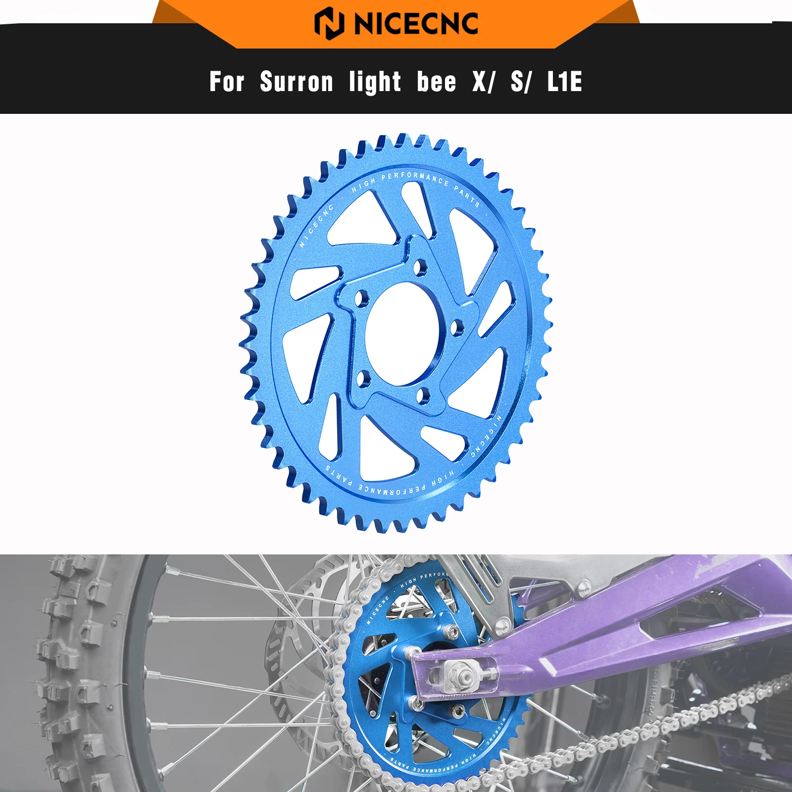 NICECNC 48T Rear Sprocket For Surron light bee X light bee S light bee L1E Segway X160 Segway X260 Sur-ron Bike Parts Aluminum
NICECNC 48T Rear Sprocket For Surron light bee X light bee S light bee L1E Segway X160 Segway X260 Sur-ron Bike Parts Aluminum