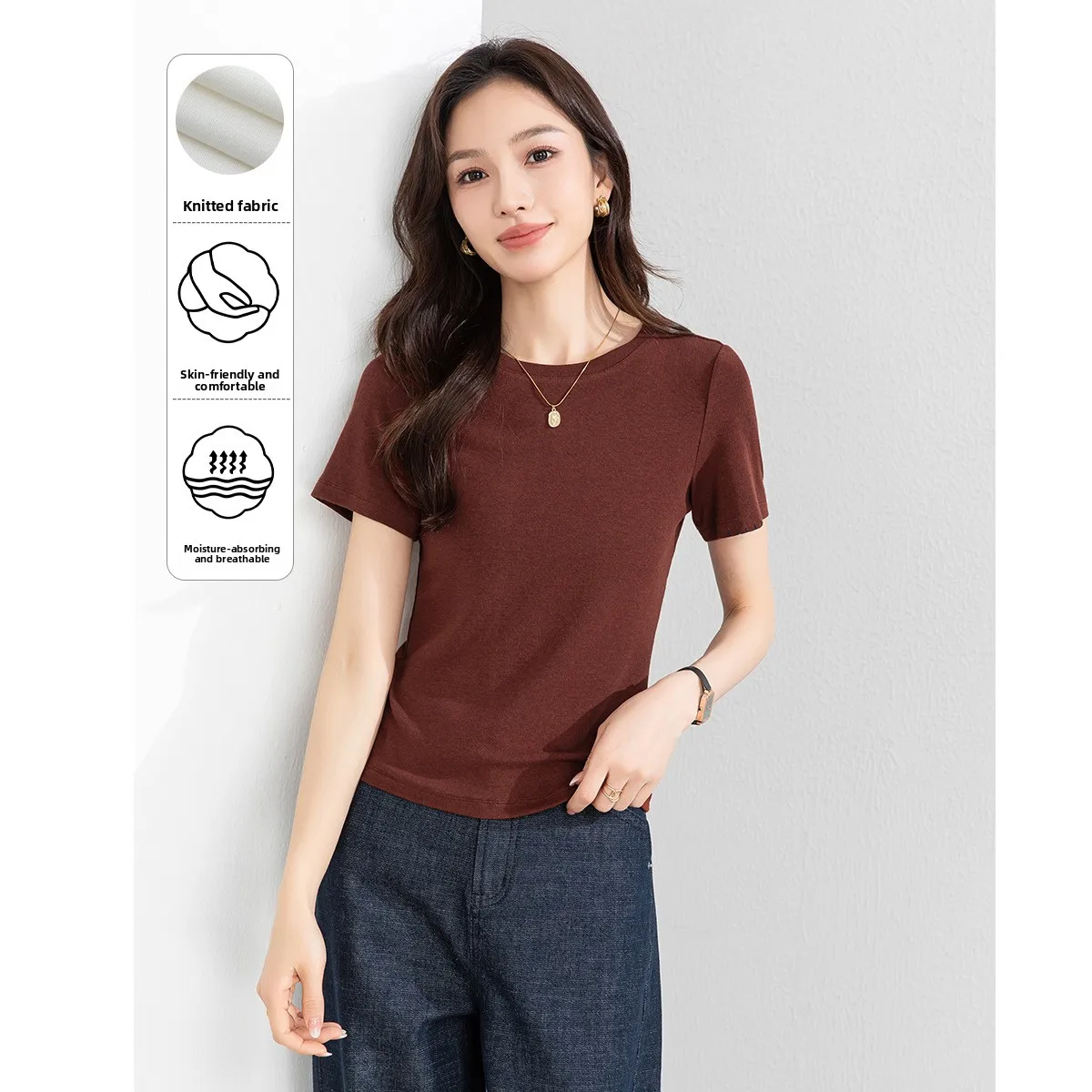Женский топ Slim Fit с коротким рукавом, цвета красного вина, с завышенной талией, шикарный, однотонный, универсальный, из высококачественной шерстяной смесовой ткани
Женский топ Slim Fit с коротким рукавом, цвета красного вина, с завышенной талией, шикарный, однотонный, универсальный, из высококачественной шерстяной смесовой ткани