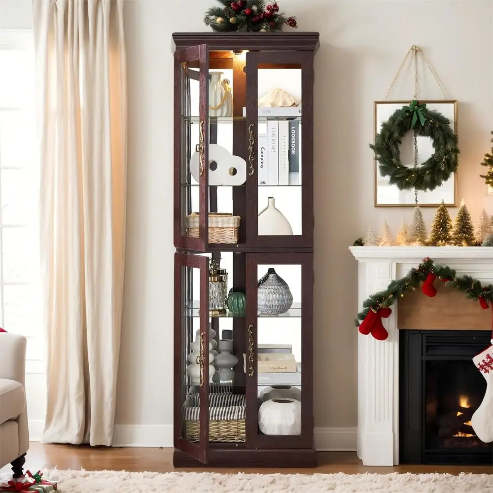 Винтажный витринный шкаф 71 с подсветкой, регулируемыми полками, 4 дверцами из закаленного стекла, лампочка в комплекте, деревянный квадратный винный бар-шкаф
Винтажный витринный шкаф 71 с подсветкой, регулируемыми полками, 4 дверцами из закаленного стекла, лампочка в комплекте, деревянный квадратный винный бар-шкаф