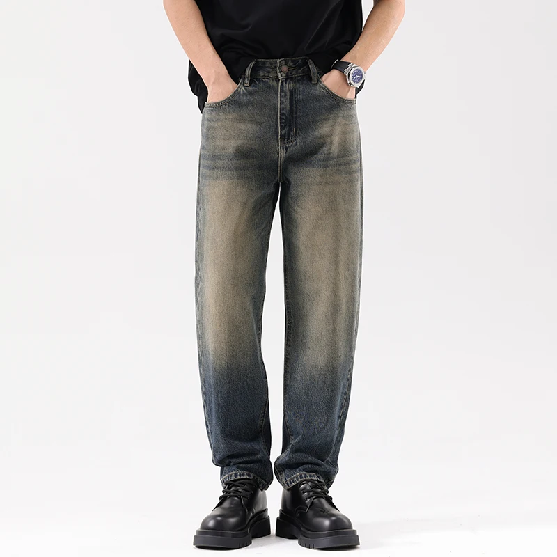 Весенне-осенние новые джинсы из 100% хлопка, повседневные, с эффектом потертости, мужская одежда, ретро, свободные, прямые мужские брюки
Весенне-осенние новые джинсы из 100% хлопка, повседневные, с эффектом потертости, мужская одежда, ретро, свободные, прямые мужские брюки