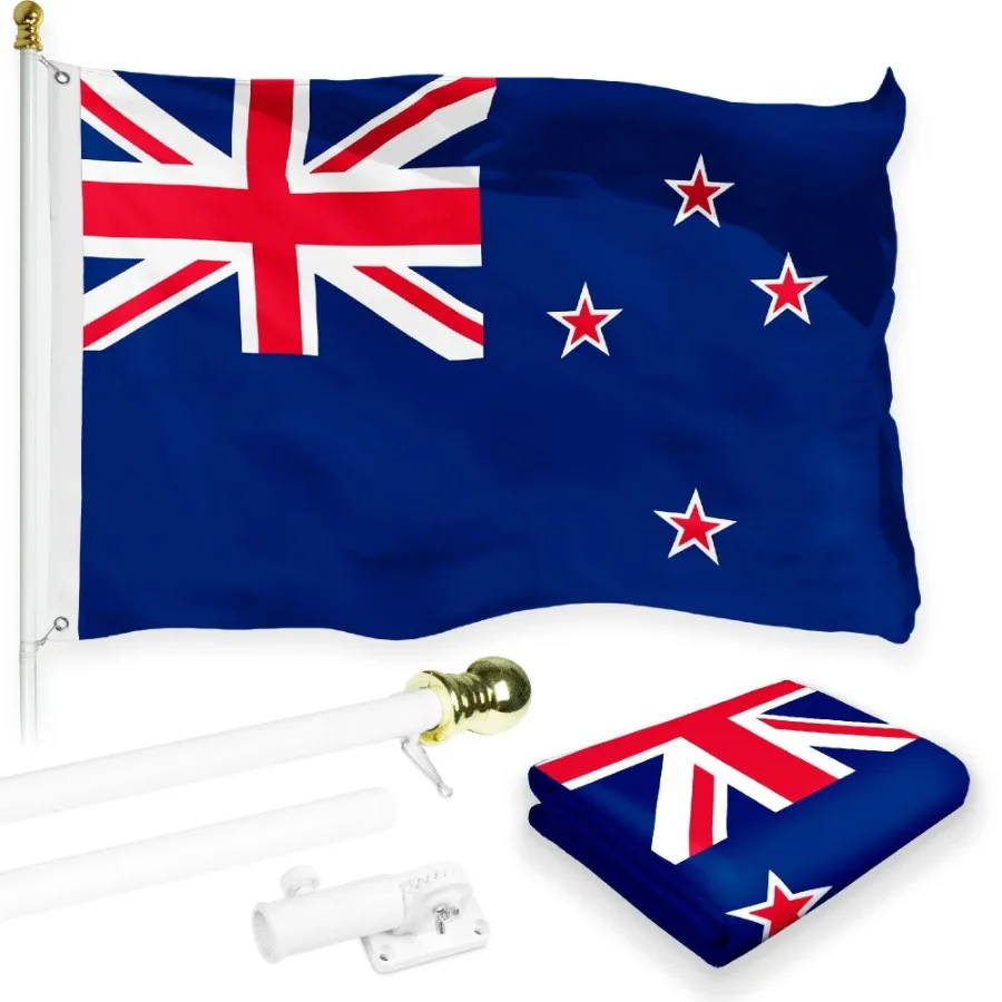Combo Pack 6 Ft Tangle Free Spinning Flagpole White New Zealand Flag 3x5 ft Printed 150D Brass Grommets Flag Included Aluminum
Combo Pack 6 Ft Tangle Free Spinning Flagpole White New Zealand Flag 3x5 ft Printed 150D Brass Grommets Flag Included Aluminum