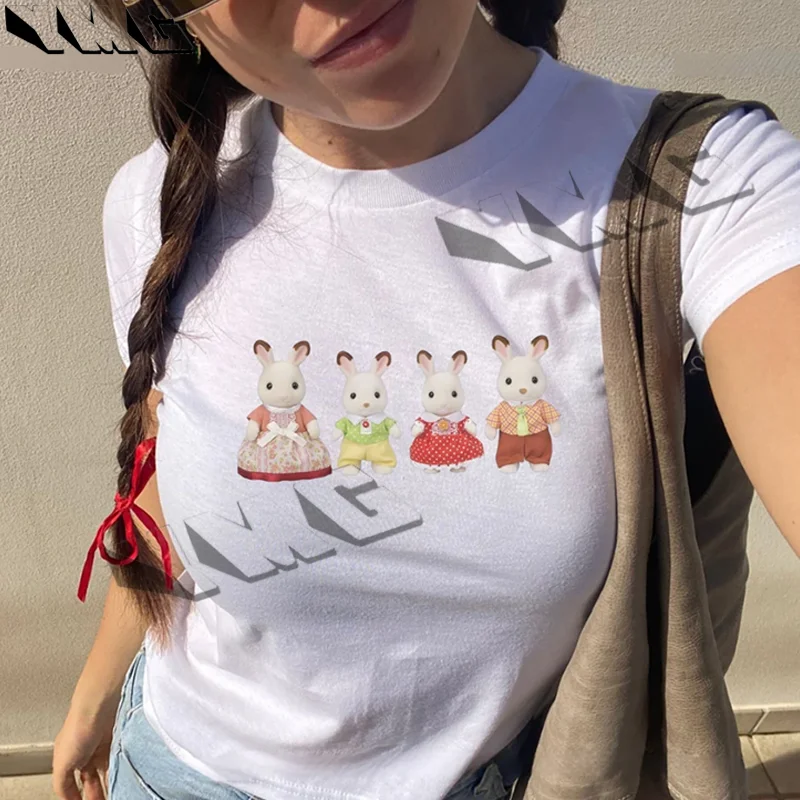 Cute Rabbit Pattern Print Women's Sweet Aesthetic Shirt T-shirt Gothic Crop Top Street Casual Vintage T-shirts Y2K Clothing Tee
Cute Rabbit Pattern Print Women's Sweet Aesthetic Shirt T-shirt Gothic Crop Top Street Casual Vintage T-shirts Y2K Clothing Tee