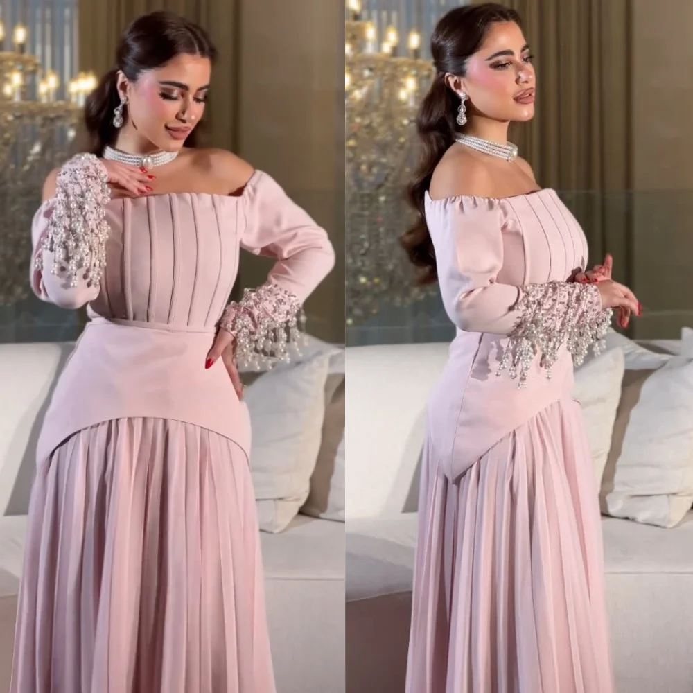Customized Modern Style Jersey Pearl Pleat A-line Off-the-shoulder Long Dresses Bespoke Occasion Intricate
Customized Modern Style Jersey Pearl Pleat A-line Off-the-shoulder Long Dresses Bespoke Occasion Intricate