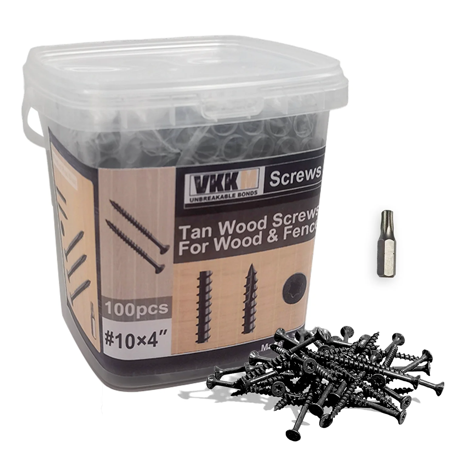 VKKM 4-inch Deck Screws, 100 Pieces of Wood Screws #10*4, Black Epoxy Resin Coating, Torx Drive Screws, T25Star Drive Bit Bits
VKKM 4-inch Deck Screws, 100 Pieces of Wood Screws #10*4, Black Epoxy Resin Coating, Torx Drive Screws, T25Star Drive Bit Bits