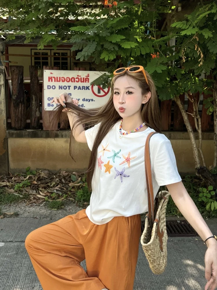 NiiDaily Повседневная двухцветная футболка со звездным принтом ort Sve Универсальная универсальная свободная футболка из смеси хлопка...
NiiDaily Повседневная двухцветная футболка со звездным принтом ort Sve Универсальная универсальная свободная футболка из смеси хлопка...