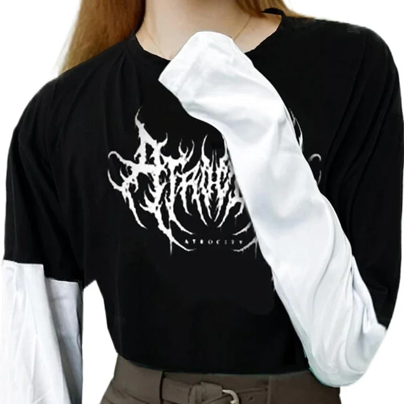 Y2K Goth Shirt Gothic Shirt Fake Two-Piece Alternative Clothing Goth Long Sleeve Top Grunge Clothes Hip Hop Shirt for Women
Y2K Goth Shirt Gothic Shirt Fake Two-Piece Alternative Clothing Goth Long Sleeve Top Grunge Clothes Hip Hop Shirt for Women