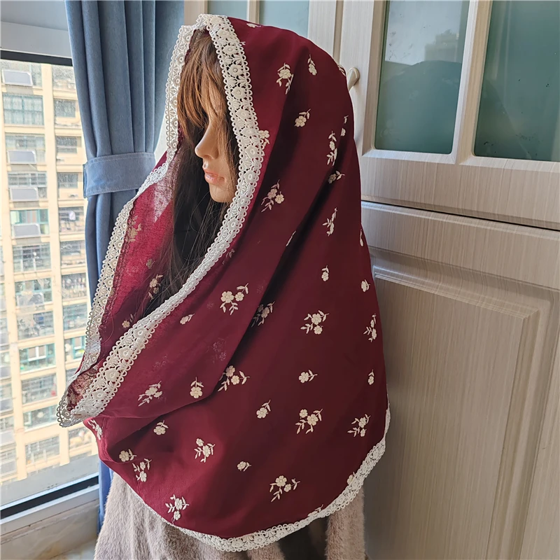 Wine Red Burgundy Cotton Embroidered Floral Mantilla Church Head Covering Women Catholic Gift Latin Mass Vintage Prayer Flowers
Wine Red Burgundy Cotton Embroidered Floral Mantilla Church Head Covering Women Catholic Gift Latin Mass Vintage Prayer Flowers