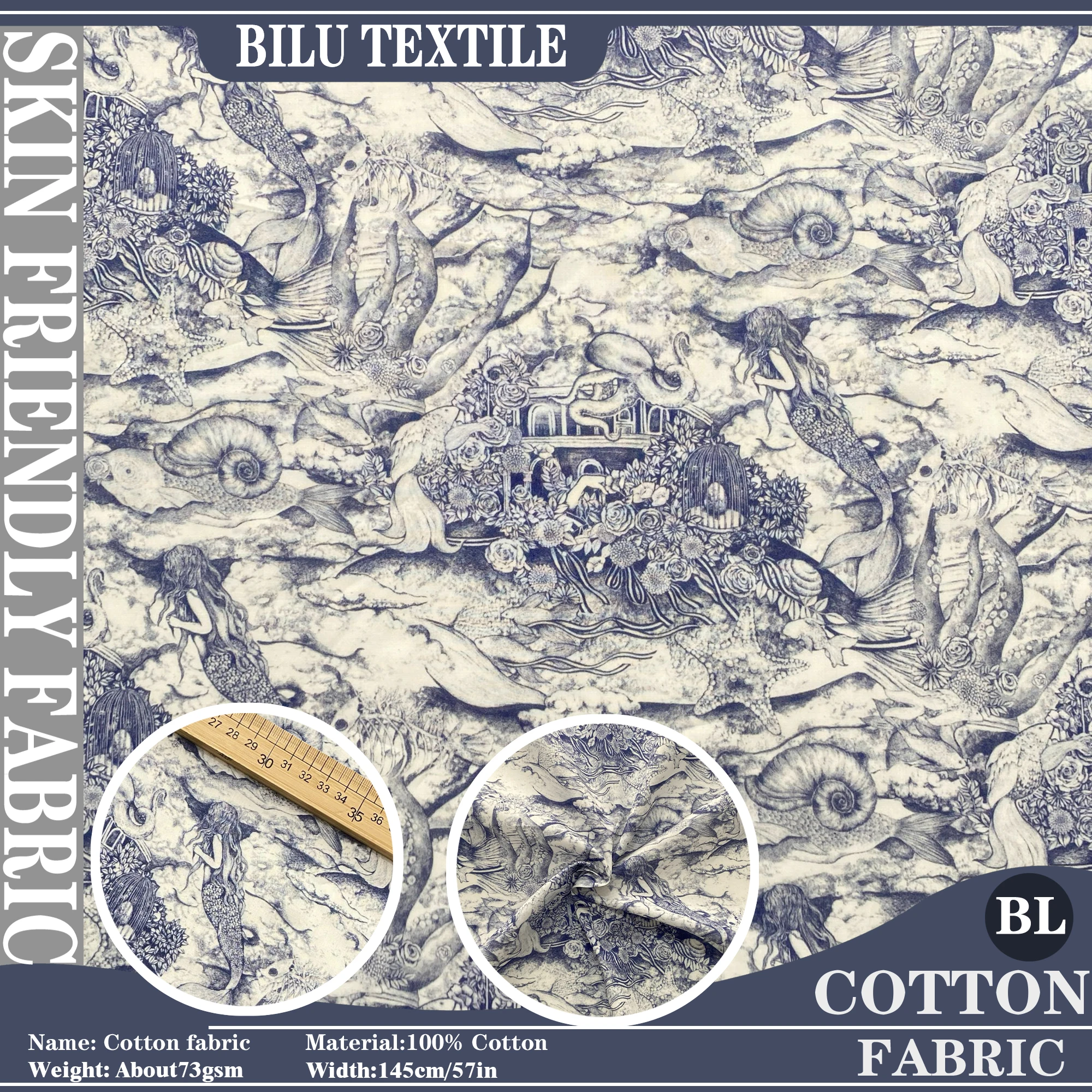 1/5M 100% cotton Sea spirit liberty tana lawn fabric 80s Poplin printing Sewing fabric Making Dress Clothing Handmade DIY Cloth
1/5M 100% cotton Sea spirit liberty tana lawn fabric 80s Poplin printing Sewing fabric Making Dress Clothing Handmade DIY Cloth