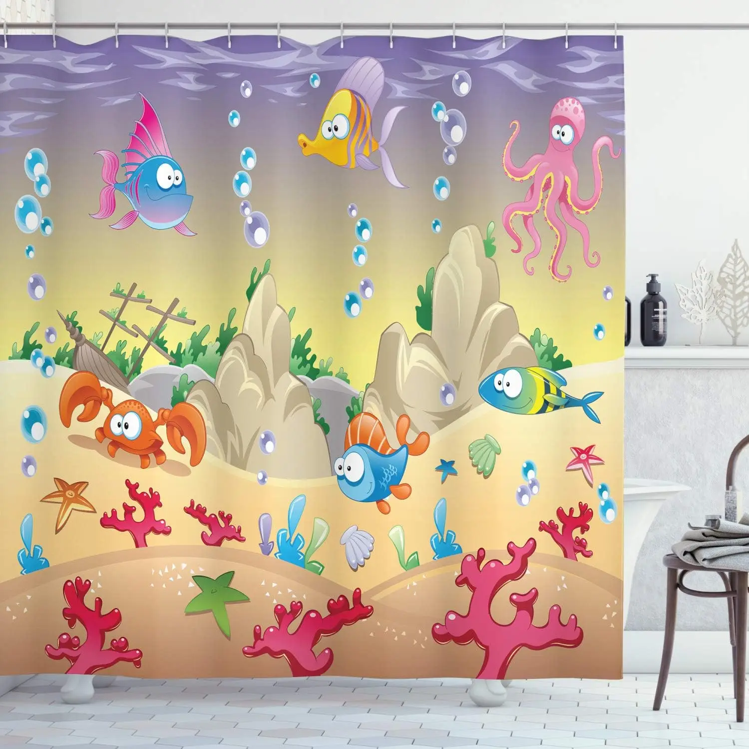 Underwater Ocean Theme Shower Curtain Cartoon Sea Creatures Kids Bathroom Decor Colorful Fish Octopus Crab Coral Reef Art
Underwater Ocean Theme Shower Curtain Cartoon Sea Creatures Kids Bathroom Decor Colorful Fish Octopus Crab Coral Reef Art