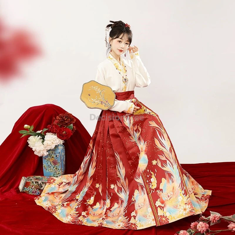 2026 dazzling gorgeous phoenix printing horse face skirt new chinese style elegant temperament ming hanfu retro trendy hanfu set
2026 dazzling gorgeous phoenix printing horse face skirt new chinese style elegant temperament ming hanfu retro trendy hanfu set