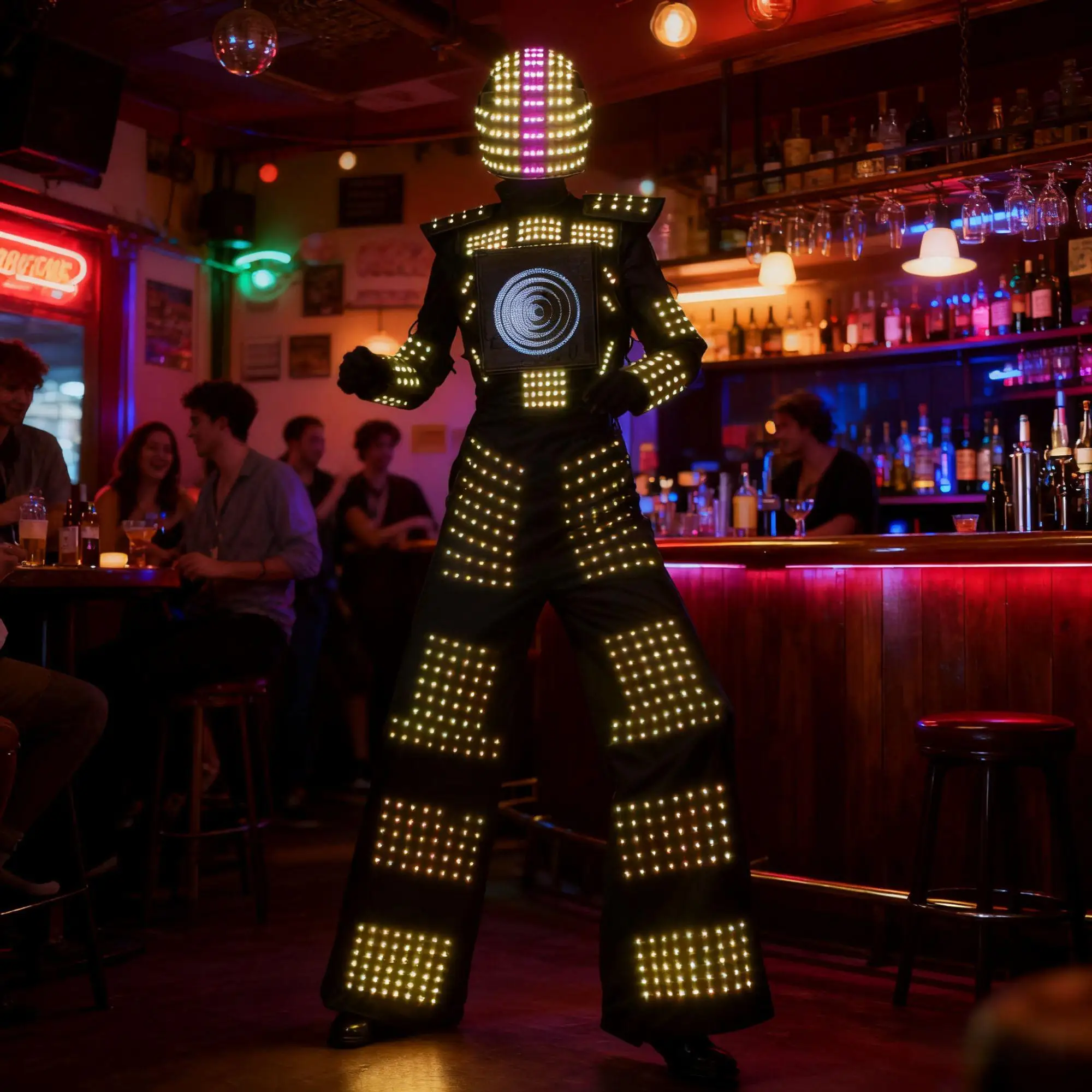 Adult LED Robot Costume Stilt Walker with RGB Color LED Screen for Halloween And Carnival Parties Entertainment Robot Suit
Adult LED Robot Costume Stilt Walker with RGB Color LED Screen for Halloween And Carnival Parties Entertainment Robot Suit