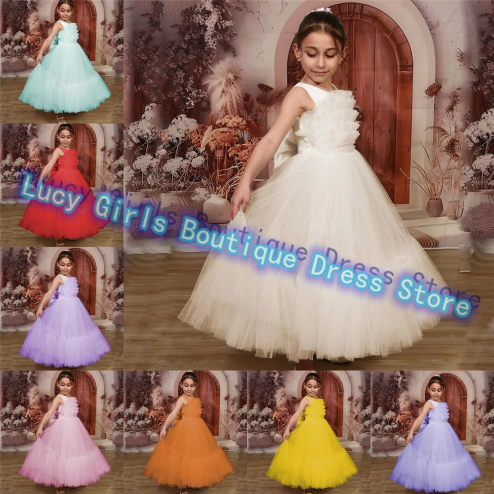 Elegant Ivory Flower Girl Dress Short Sleeves Tulle Fluffy with Big Bow for Girls Wedding Ball Birthday Party Evening Gowns
Elegant Ivory Flower Girl Dress Short Sleeves Tulle Fluffy with Big Bow for Girls Wedding Ball Birthday Party Evening Gowns