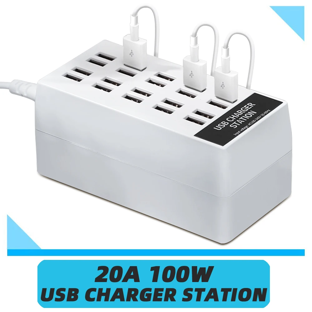 20-Ports 100W/20A Desktop USB Charger Multi-port USB Charging Dock for iPhone Samsung Xiaomi Home Office Desk Charger Station
20-Ports 100W/20A Desktop USB Charger Multi-port USB Charging Dock for iPhone Samsung Xiaomi Home Office Desk Charger Station
