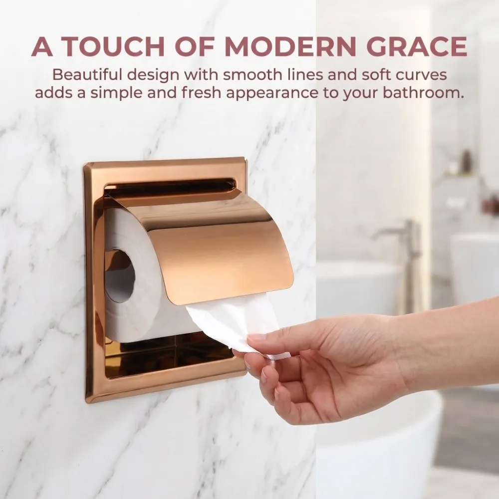 Stainless Steel Toilet Paper Holder Wall Mounted Rose Gold Paper Towel Holder Modern Mirror Finish Toilet Tissue Rack
Stainless Steel Toilet Paper Holder Wall Mounted Rose Gold Paper Towel Holder Modern Mirror Finish Toilet Tissue Rack