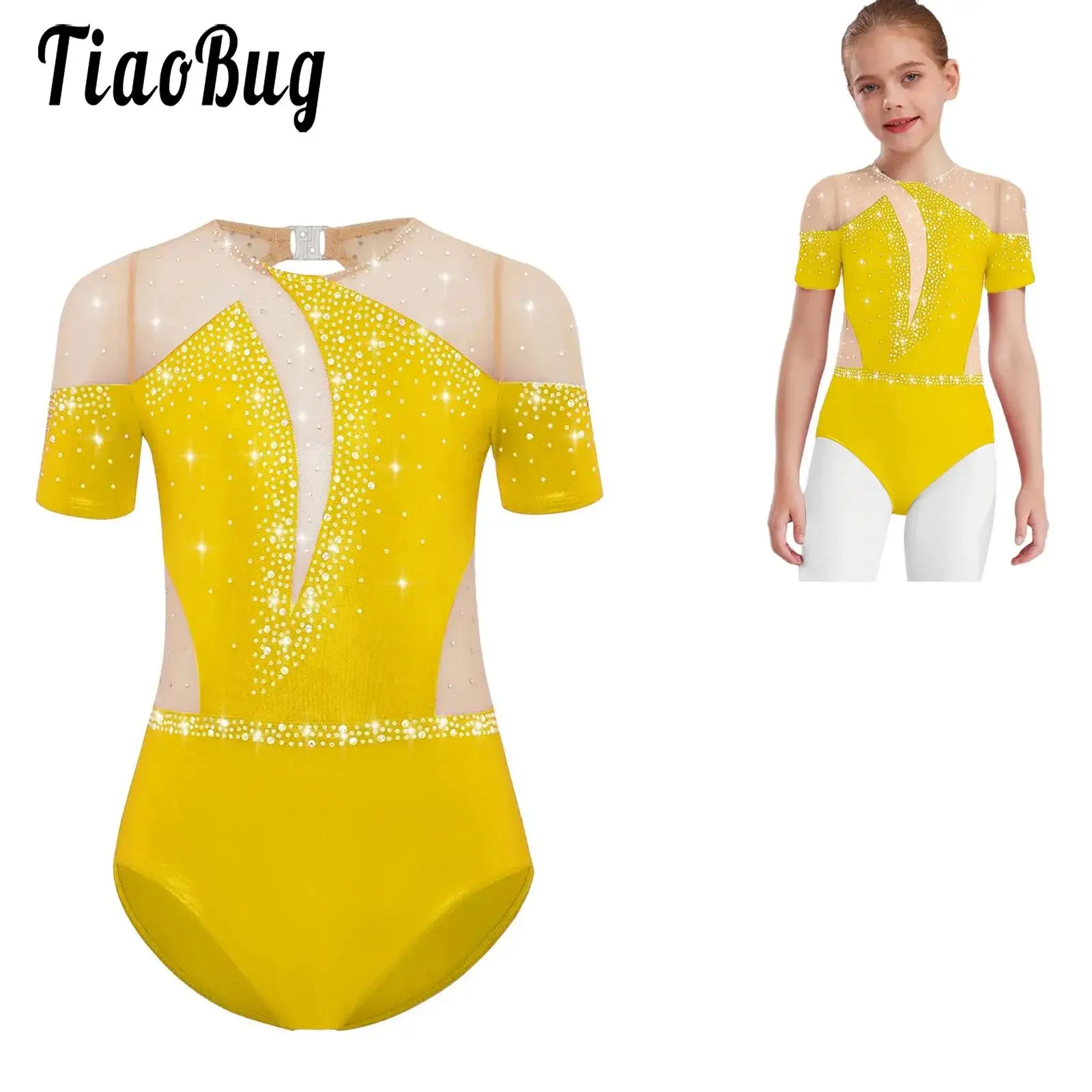Girls Skating Ballet Dance Leotards Performance Costume Gymnastic Dresses Short Sleeve Sheer Mesh Patchwork Rhinestones Bodysuit
Girls Skating Ballet Dance Leotards Performance Costume Gymnastic Dresses Short Sleeve Sheer Mesh Patchwork Rhinestones Bodysuit