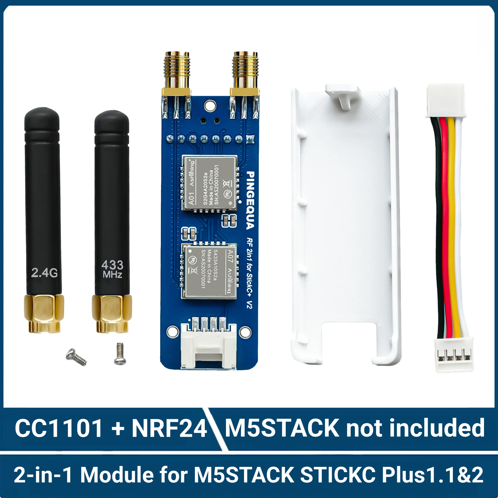 RF 2-in-1 Module for M5Stack StickC Plus, Supports 2.4GHz and Sub-G 433MHz, Compatible with M5Stack StickCPlus with Bruch firmwa
RF 2-in-1 Module for M5Stack StickC Plus, Supports 2.4GHz and Sub-G 433MHz, Compatible with M5Stack StickCPlus with Bruch firmwa