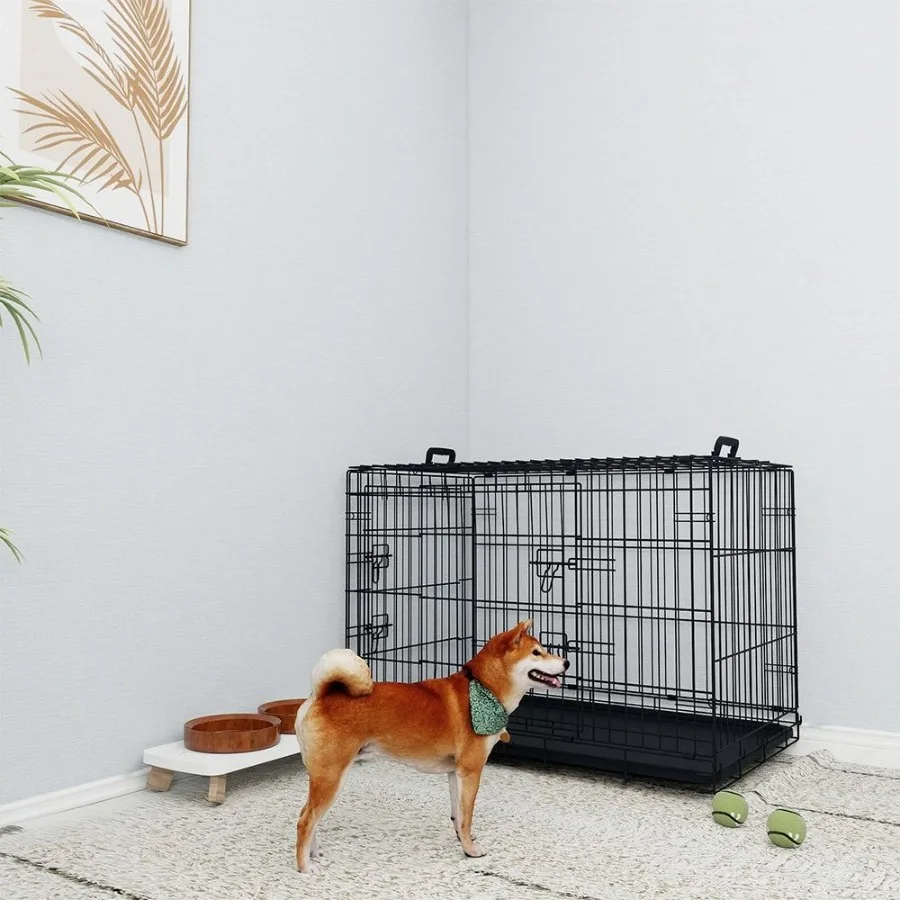 36 inches Black wire dog cage double lock mechanism two doors two handles Double bolt
36 inches Black wire dog cage double lock mechanism two doors two handles Double bolt