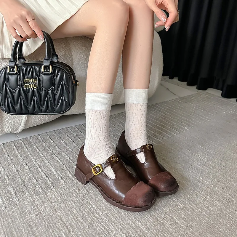 Women's Camellia Mary Jane Shoes 2026 Spring Color Block Buckle Strap Chunky Heel Retro Deep Toe PU Leather Oxfords for Ladies
Women's Camellia Mary Jane Shoes 2026 Spring Color Block Buckle Strap Chunky Heel Retro Deep Toe PU Leather Oxfords for Ladies