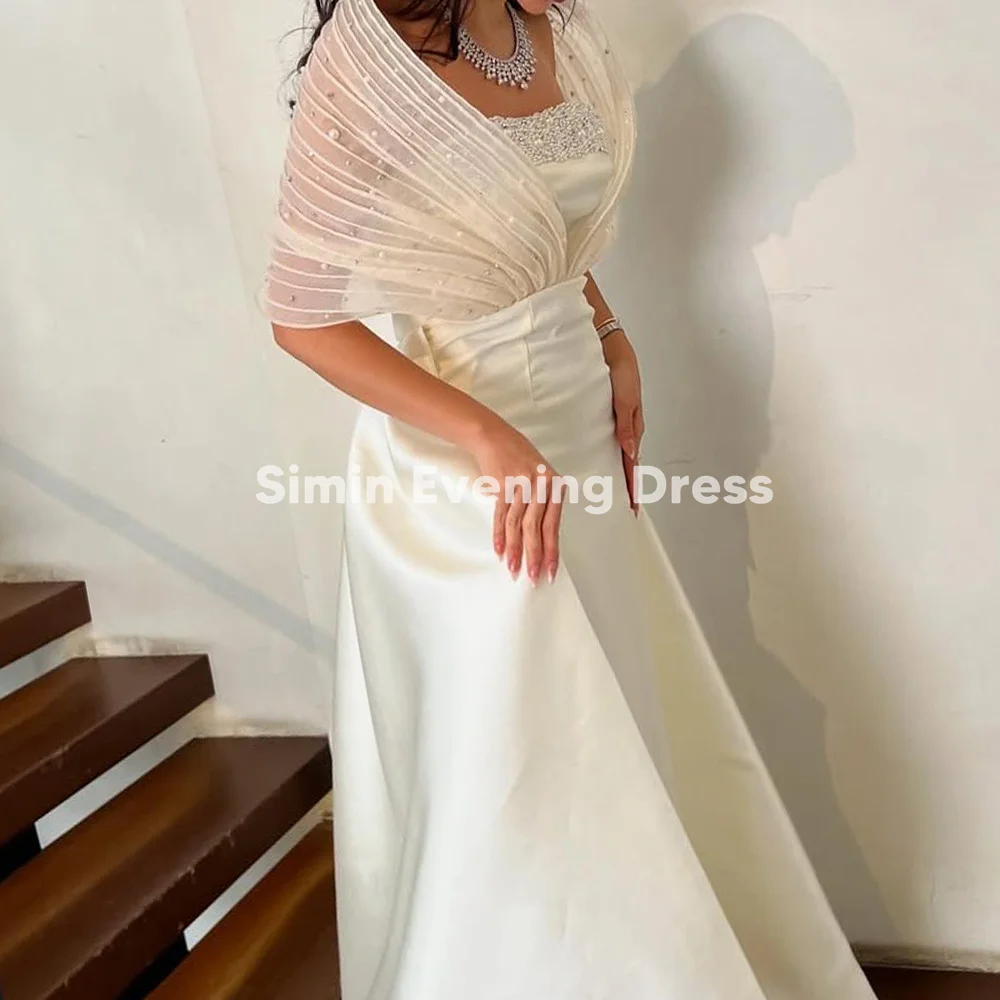 Simin Women's Satin Strapless Beaded Sheath Evening Dresses With Ankle-Length Sweep Train Sleeveless Formal Elegant Dresses 2025
Simin Women's Satin Strapless Beaded Sheath Evening Dresses With Ankle-Length Sweep Train Sleeveless Formal Elegant Dresses 2025
