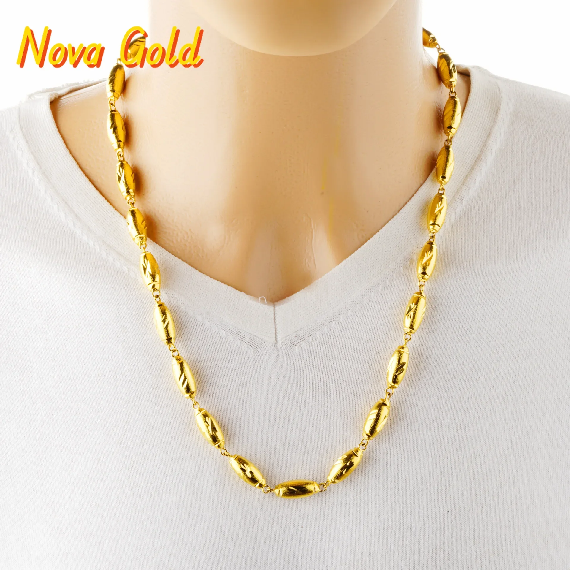 NovaGlod Luxury 24K 9999 Pure Gold real gold Men's solid olive necklace
NovaGlod Luxury 24K 9999 Pure Gold real gold Men's solid olive necklace