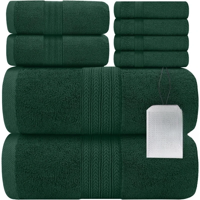 100% Ring Spun Cotton 8-Piece Towel Set, Hunter Green, 2 Bath Towels, 2 Hand Towels and 4 Washcloths, 550 GSM - Soft a
100% Ring Spun Cotton 8-Piece Towel Set, Hunter Green, 2 Bath Towels, 2 Hand Towels and 4 Washcloths, 550 GSM - Soft a