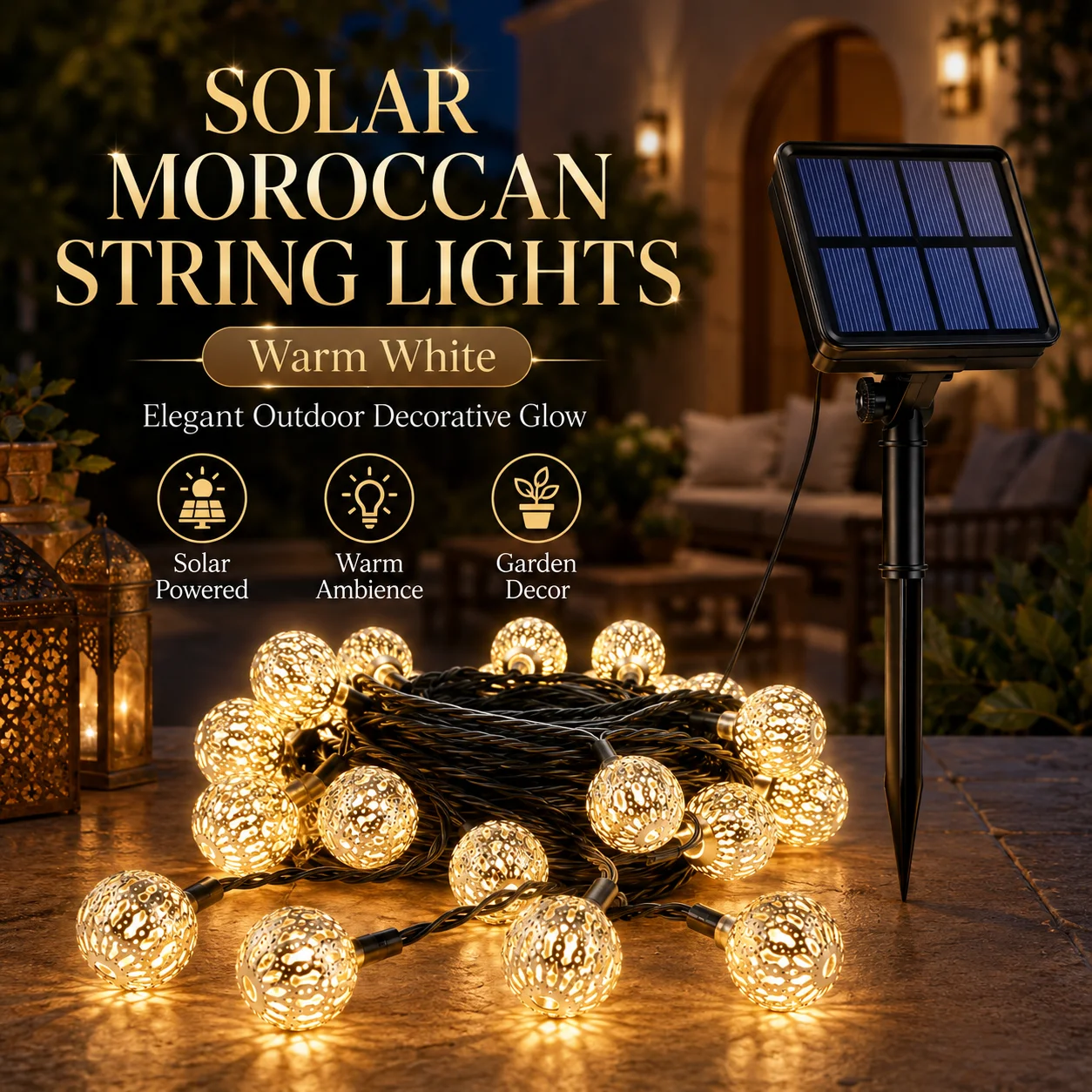 Solar Moroccan Ball String Lights Warm White LED Outdoor Garden Patio Fence Fairy Lights 5M 6M Holiday Decor
Solar Moroccan Ball String Lights Warm White LED Outdoor Garden Patio Fence Fairy Lights 5M 6M Holiday Decor