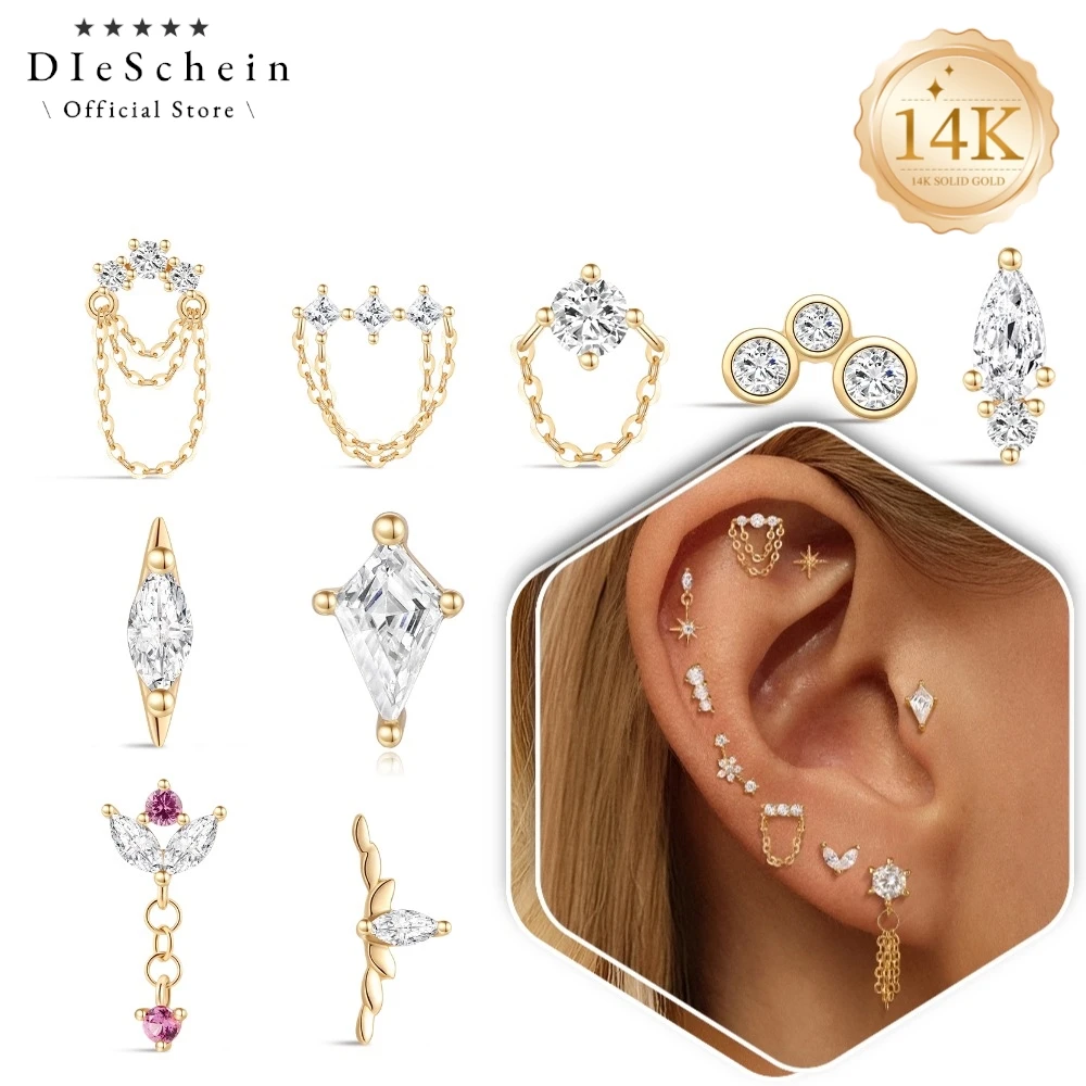 DIeSchein 14K Solid Gold Piercing Earring CZ Flat Back Stud Earrings for WomenHelix Tragus Daith Piercing Hypoallergenic Jewelry
DIeSchein 14K Solid Gold Piercing Earring CZ Flat Back Stud Earrings for WomenHelix Tragus Daith Piercing Hypoallergenic Jewelry