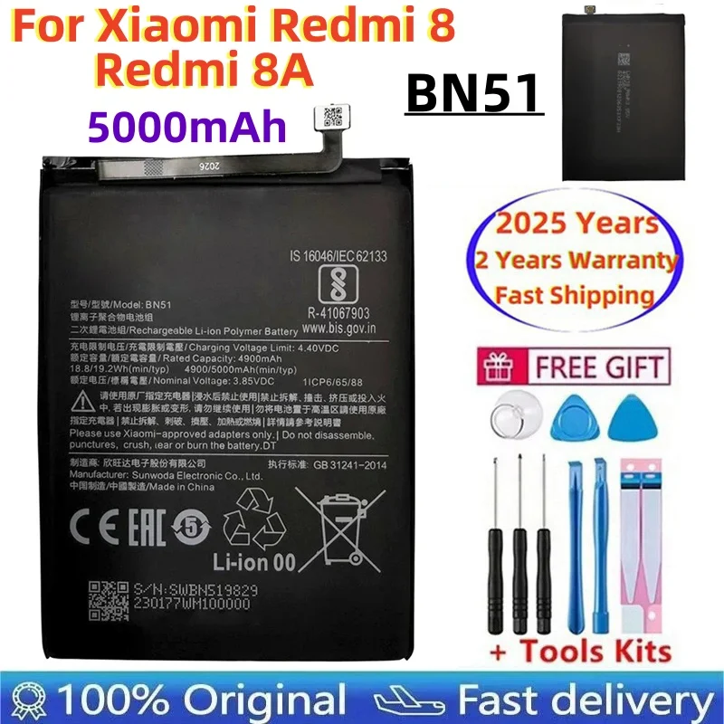 Fast Ship 2025 Year Xiao Mi 100% Original Battery 5000mAh BN51 For Xiaomi Redmi 8 Redmi 8A Redmi8 Redmi8A Phone Battery Bateria
Fast Ship 2025 Year Xiao Mi 100% Original Battery 5000mAh BN51 For Xiaomi Redmi 8 Redmi 8A Redmi8 Redmi8A Phone Battery Bateria