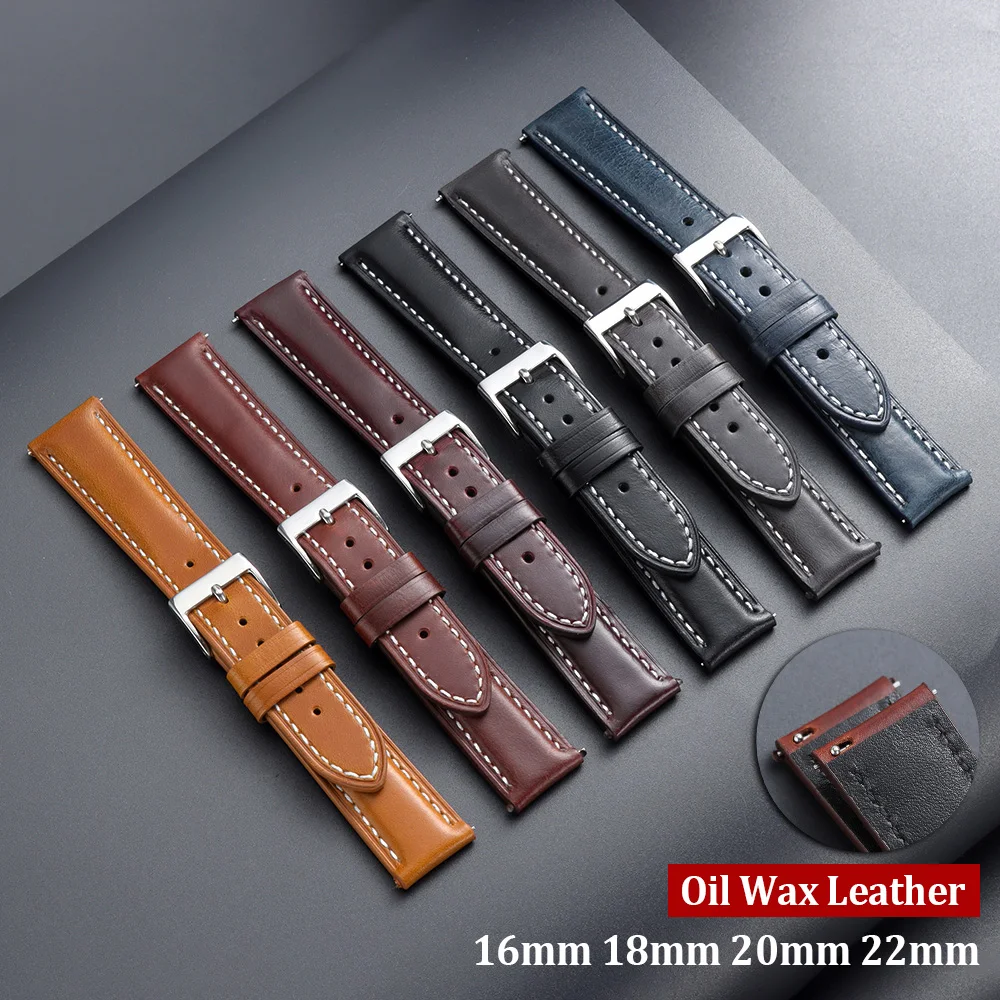 Soft Leather Watch Band 16/18/20/22mm Genuine Leather Strap Vintage Oil Wax Blue Black Red Brown Quick Release Men Bracelet
Soft Leather Watch Band 16/18/20/22mm Genuine Leather Strap Vintage Oil Wax Blue Black Red Brown Quick Release Men Bracelet