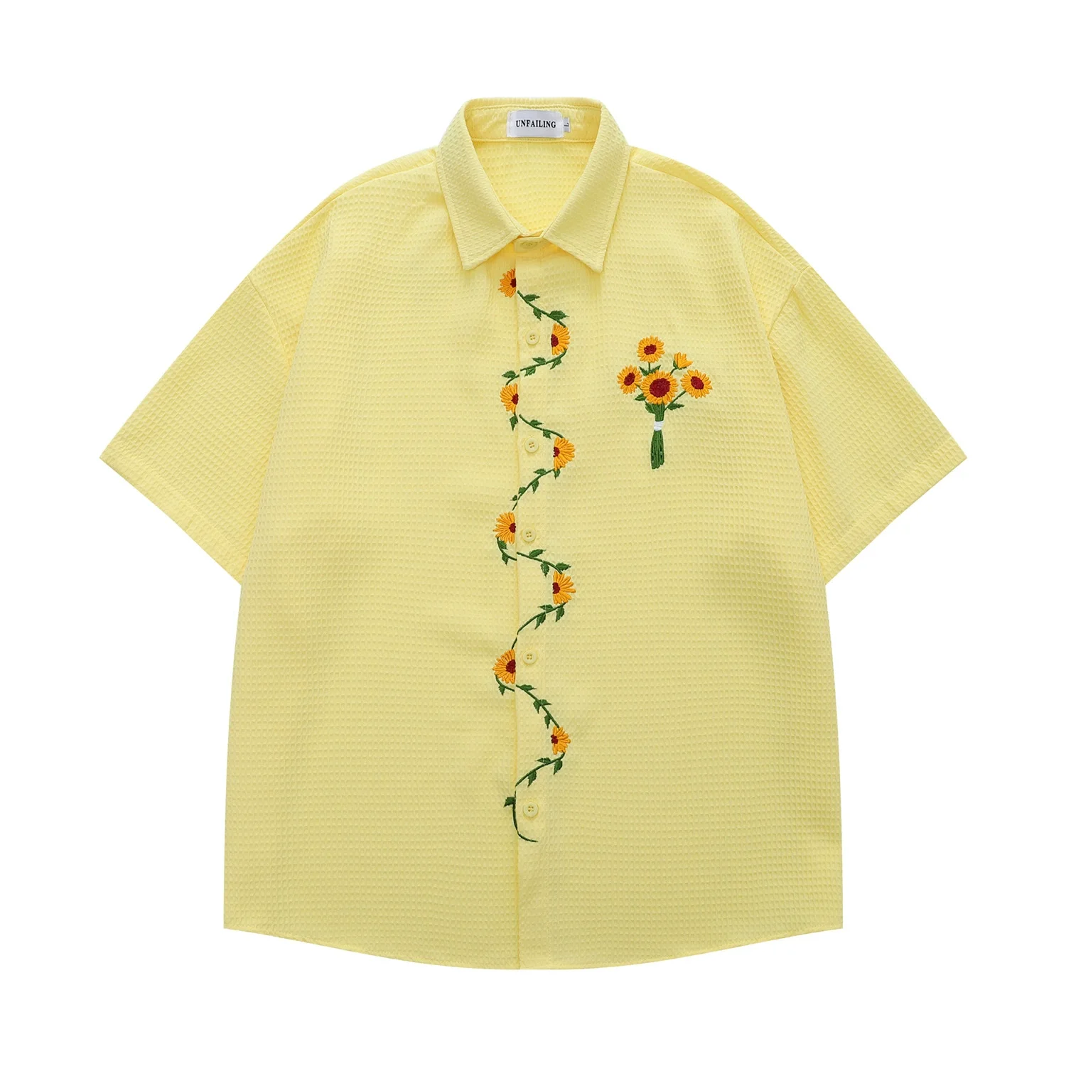 Cargo Patchwork Short Sleeve Shirts Mens Sunflower Embroidery Summer Retro Casual Loose Lapel Single Breasted Half-Sleeve Shirts
Cargo Patchwork Short Sleeve Shirts Mens Sunflower Embroidery Summer Retro Casual Loose Lapel Single Breasted Half-Sleeve Shirts