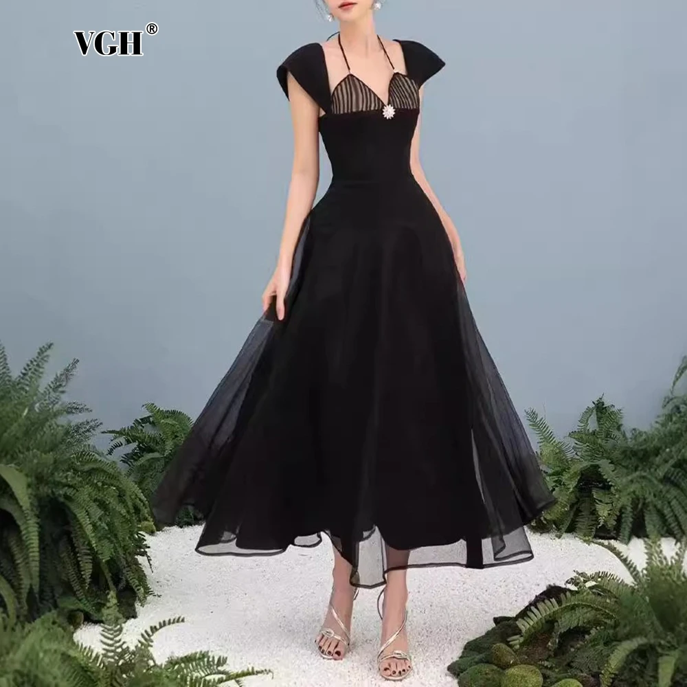 VGH Slimming Sexy Solid Dinner Dresses For Women V Neck Short Sleeve High Waist Spliced Diamond Temperament Dress Female Style
VGH Slimming Sexy Solid Dinner Dresses For Women V Neck Short Sleeve High Waist Spliced Diamond Temperament Dress Female Style