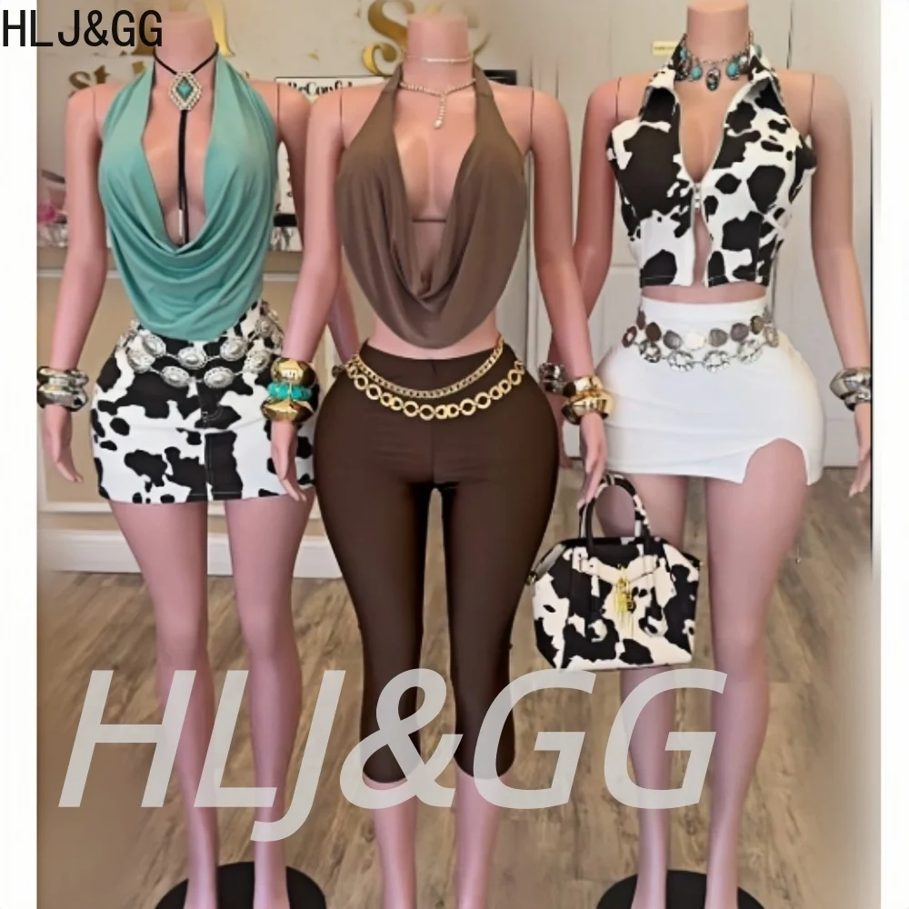 HLJ&GG Fashion Cow Print Denim Mini Skirts Two Piece Sets Women Zipper Sleeveless Slim Crop Top And Skirts Outfits Streetwear
HLJ&GG Fashion Cow Print Denim Mini Skirts Two Piece Sets Women Zipper Sleeveless Slim Crop Top And Skirts Outfits Streetwear