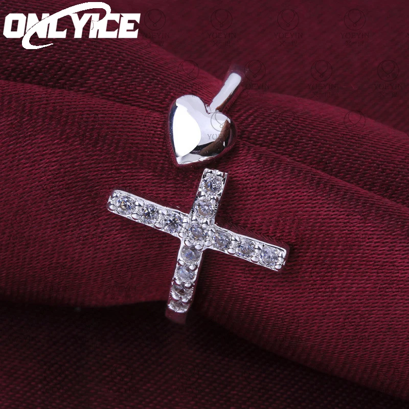 925 Sterling Silver Crystal Zircon Cross Heart Rings For Woman Fashion Wedding Party Charm Jewelry Accessories
925 Sterling Silver Crystal Zircon Cross Heart Rings For Woman Fashion Wedding Party Charm Jewelry Accessories