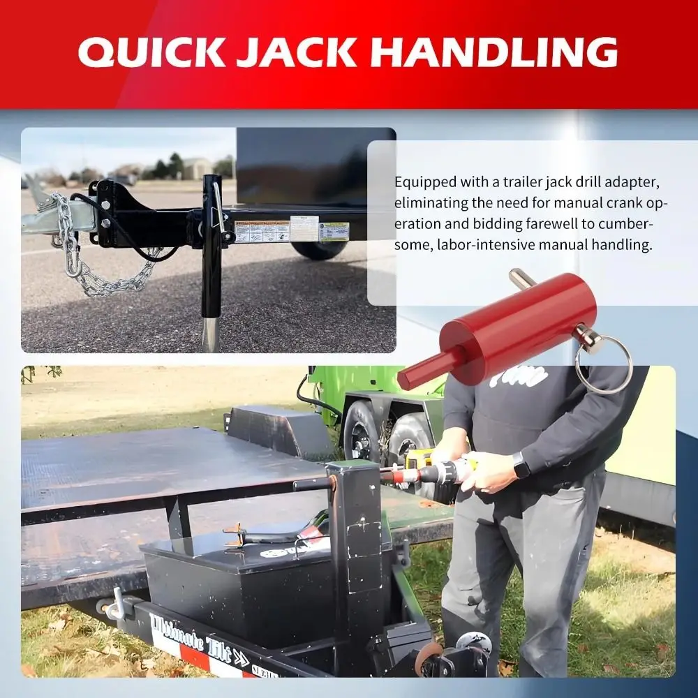 Heavy Duty Trailer Jack Drill Adapter Tool Fast Lifting Effortless Power Drill Crank Handle Drill Attachment Durable
Heavy Duty Trailer Jack Drill Adapter Tool Fast Lifting Effortless Power Drill Crank Handle Drill Attachment Durable