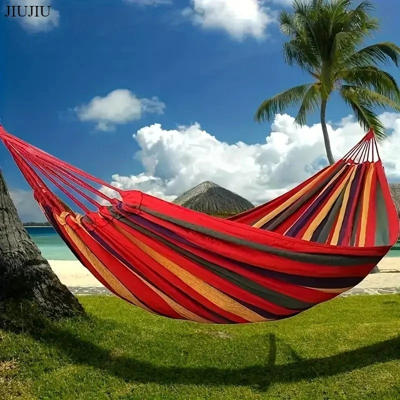 Portable Outdoor Camping Canvas Hammock, Nylon Color Matching Hammock, High-strength Parachute Cloth Hammock
Portable Outdoor Camping Canvas Hammock, Nylon Color Matching Hammock, High-strength Parachute Cloth Hammock