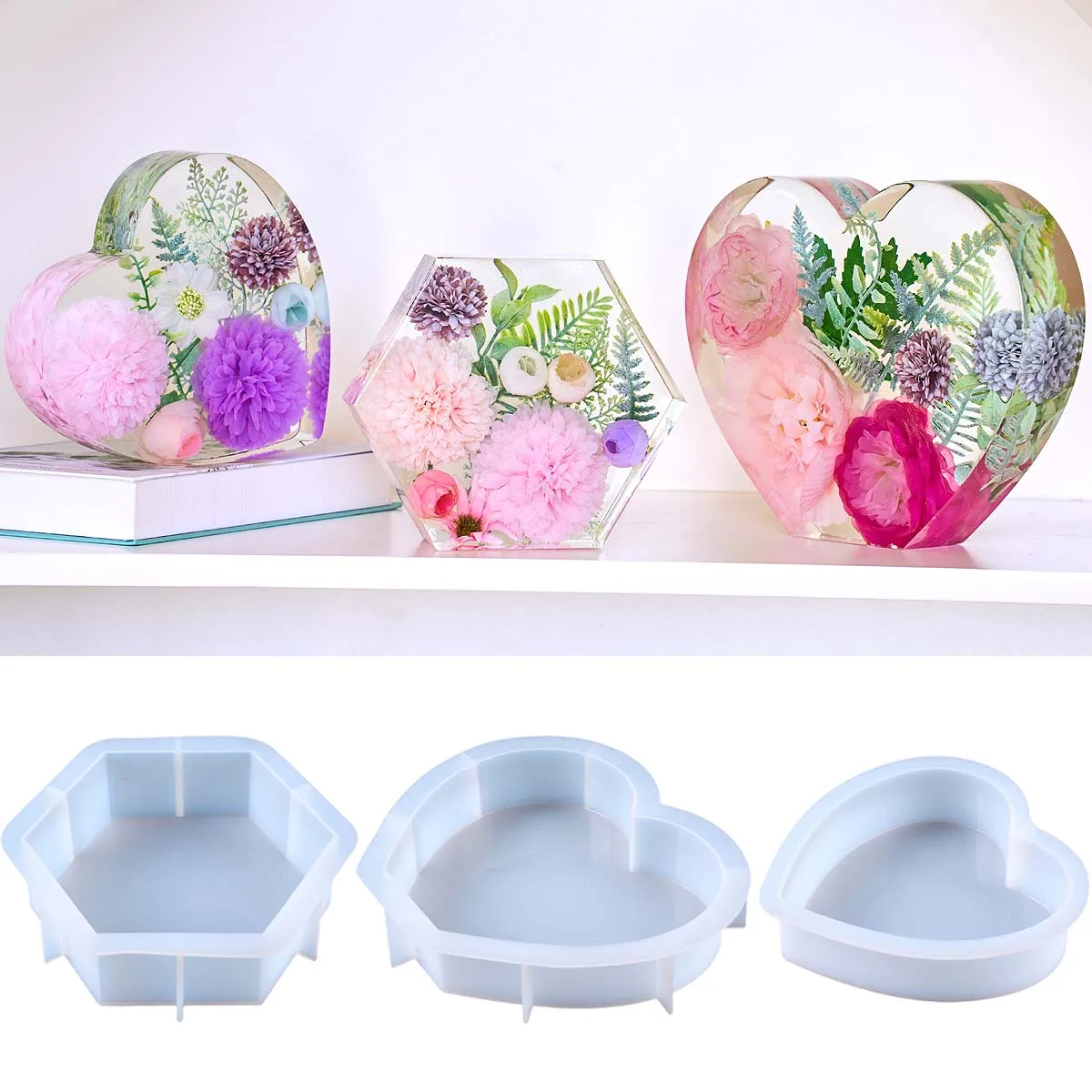 Large Love Silicone Mold DIY Heart Hexagonal Epoxy Resin Molds For Flower Preservation Bookend Ornaments Craft Casting Mould
Large Love Silicone Mold DIY Heart Hexagonal Epoxy Resin Molds For Flower Preservation Bookend Ornaments Craft Casting Mould