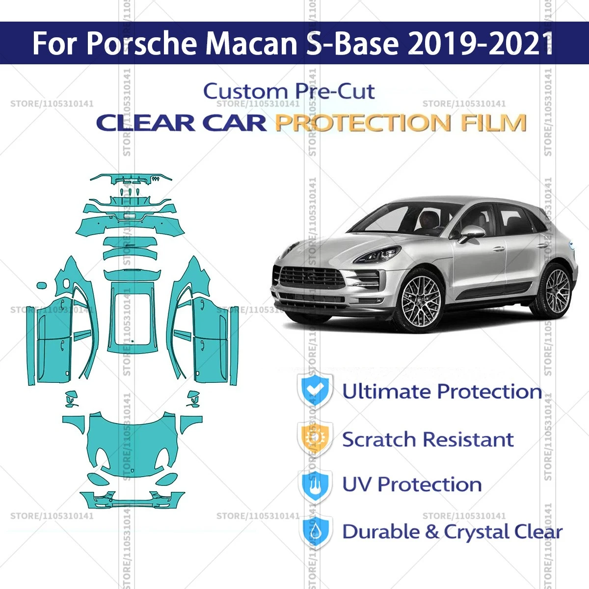 Защитная пленка PPF для Porsche Macan S-Base 2019-2021, предварительно вырезанная, прозрачная, профессиональная автомобильная пленка PPF
Защитная пленка PPF для Porsche Macan S-Base 2019-2021, предварительно вырезанная, прозрачная, профессиональная автомобильная пленка PPF