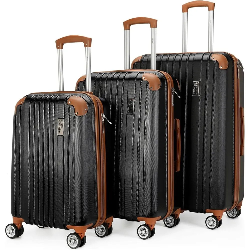 Expandable 3-Piece Luggage Set with Lightweight Polyte-ABS Shell, Double Spinner Wheels, Retro Black
Expandable 3-Piece Luggage Set with Lightweight Polyte-ABS Shell, Double Spinner Wheels, Retro Black