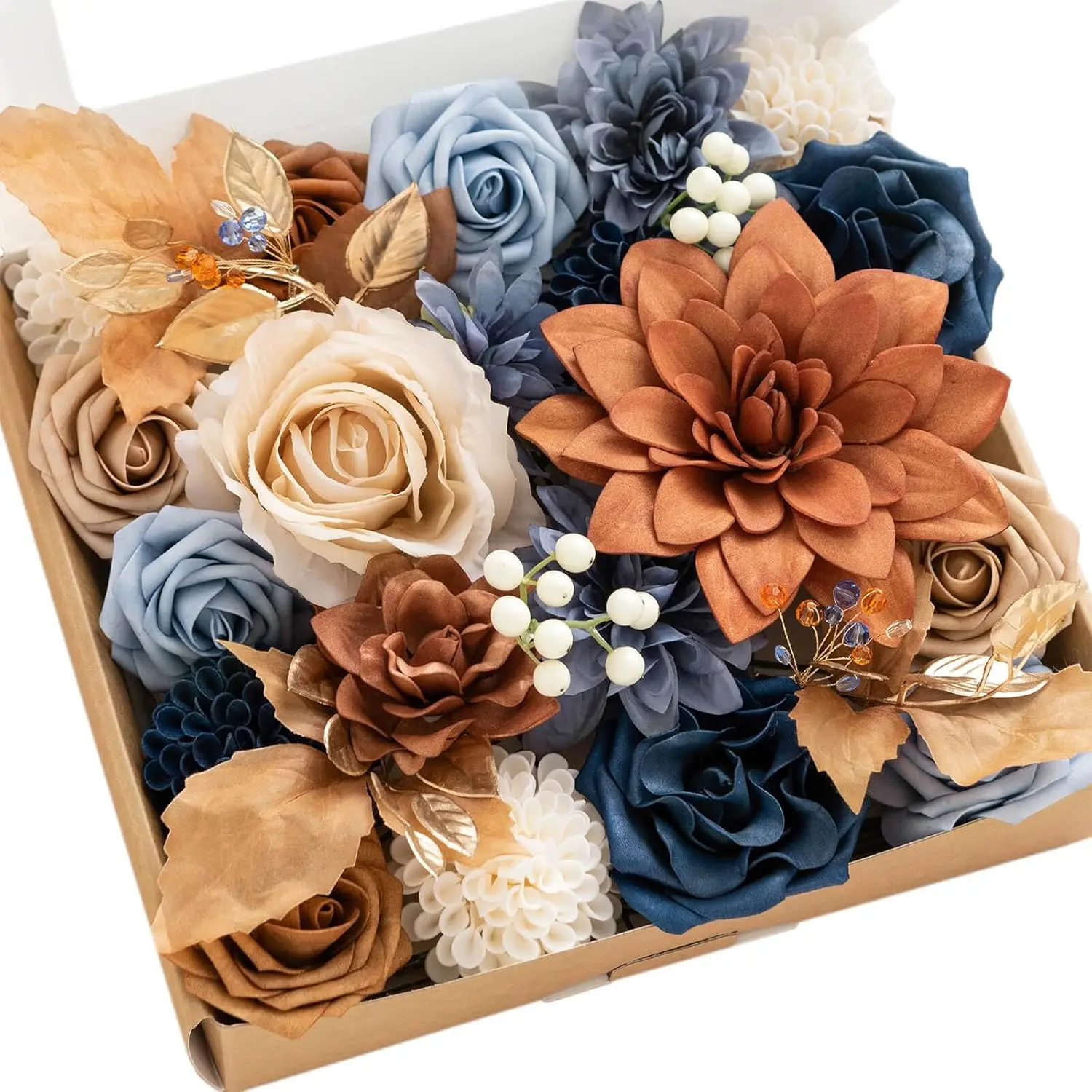 Fake Flowers Box, Faux Artificial Greenery Stems Foam Roses Gardenia Silk Dahlia Fabic Flower for Centerpieces Bouquet W
Fake Flowers Box, Faux Artificial Greenery Stems Foam Roses Gardenia Silk Dahlia Fabic Flower for Centerpieces Bouquet W